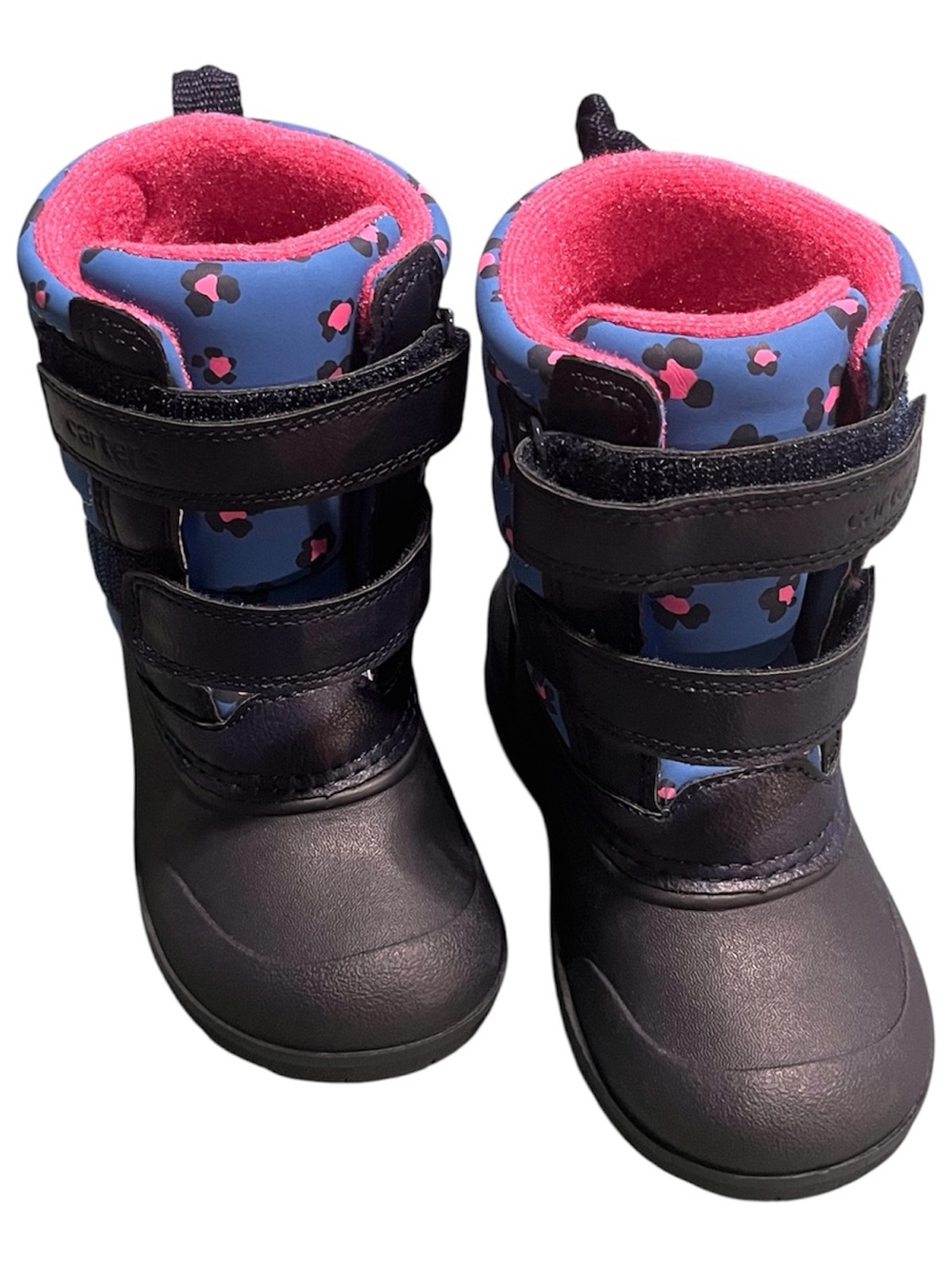 Carter's Navy Boots with Pink Leopard-Print Lining